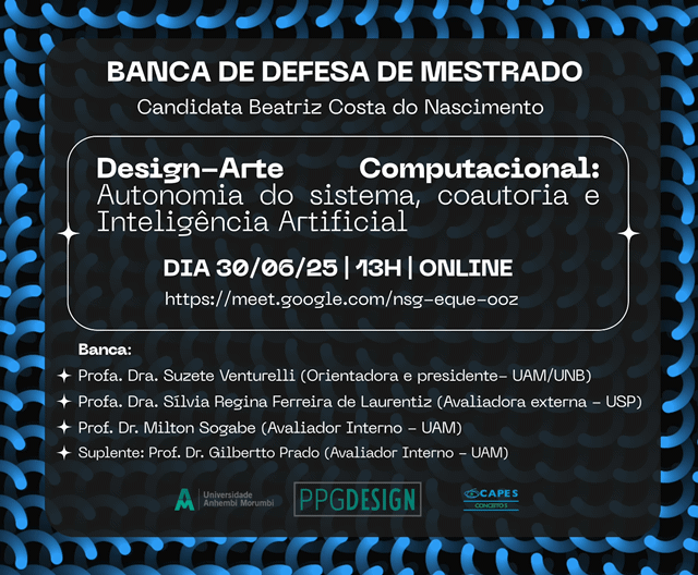 Design-Arte Computacional Autonomia do sistema, coautoria e Inteligência Artificial (1)(1) – Beatriz Costa Convite a Banca
